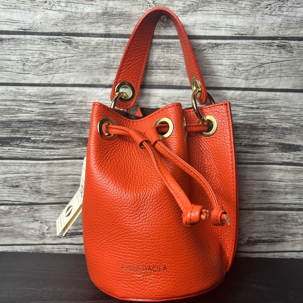 Anna Paola Orange Bucket Bag